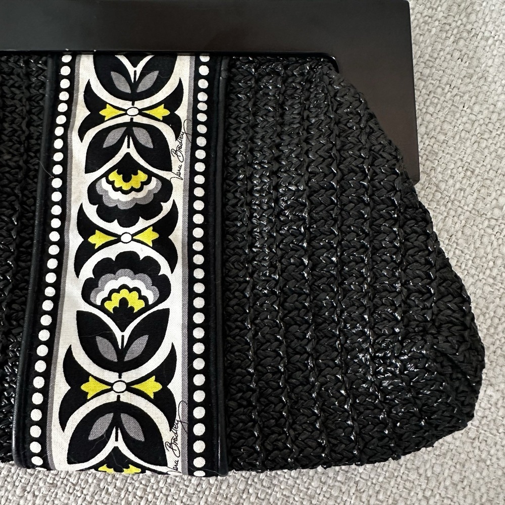 Vera Bradley Black And White Straw Clutch Bag - Picture 4 of 8